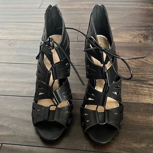 Jessica Simpson black strappy heels, size 9